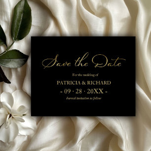 Black Gold QR Code Hochzeit speichern das Datum Postkarte