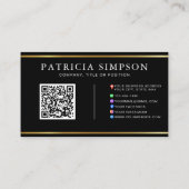 Black Gold QR Code | Logo and Social Media Icons Visitenkarte (Rückseite)