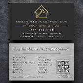 Black Gold QR Code Metal Handyman Construction  Visitenkarte