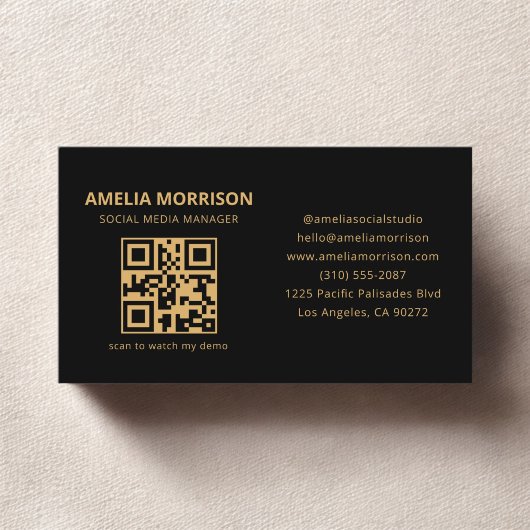 Black Gold QR Code Minimalistisch Beruflich Visitenkarte