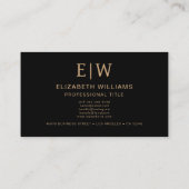 Black Gold QR Code Monogram Minimalistisch Visitenkarte (Rückseite)