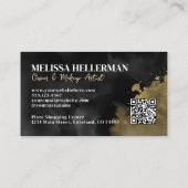 Black Gold QR Code Monogram Visitenkarte (Rückseite)