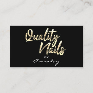 Black Gold Quality Nails Script QRCode Logo Visitenkarte