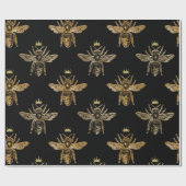 Black & Gold Queen Wrapping Paper Geschenkpapier (Flach)