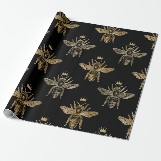 Black & Gold Queen Wrapping Paper Geschenkpapier (Ungerollt)