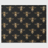 Black & Gold Queen Wrapping Paper Geschenkpapier (Flach)