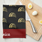 Black & Gold rainbow custom name Geschirrtuch (Viertel Falte)
