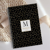 Black Gold Raindrop Modernes Trendy Monogram Planer