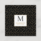 Black Gold Raindrop Modernes Trendy Monogram Quadratische Visitenkarte (Vorderseite)