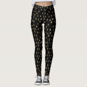 Black Gold Raindrop Modernes Trendy Yoga Leggings (Vorderseite)