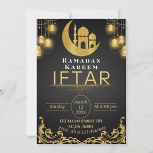 Black & Gold Ramadan Iftar Party Einladung