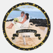Black Gold Random Dot Muster Ihr Hochzeitsszenario Runder Aufkleber (Vorderseite)