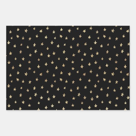 Black Gold Random Muster Herzstars Circles Geschenkpapier Set (Vorderseite 3)