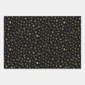 Black Gold Random Muster Herzstars Circles Geschenkpapier Set (Vorderseite 2)