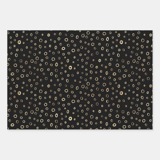 Black Gold Random Muster Herzstars Circles Geschenkpapier Set (Vorderseite 2)