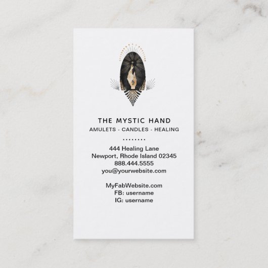*~* Black Gold Rays Mystic Hand Schlange Visitenkarte (Rückseite)