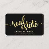 Black Gold Real Anwesen Agent QR Code Foto Broker Visitenkarte (Vorderseite)