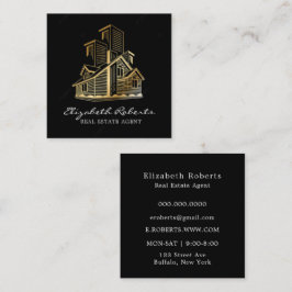 Black Gold Real Anwesen Agent Square Business Card Quadratische Visitenkarte