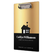 Black Gold Real Anwesen Broker Agent Modernes Haus Klemmbrett (Links)