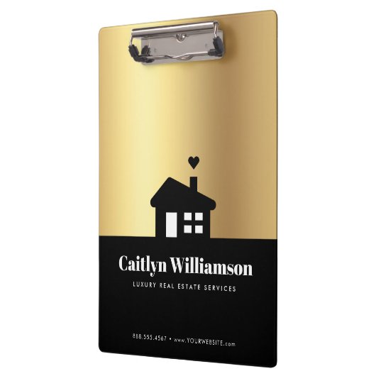 Black Gold Real Anwesen Broker Agent Modernes Haus Klemmbrett (Links)