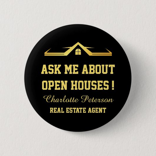 Black & Gold Real Anwesen Werbeaktion Marketing Button (Vorderseite)
