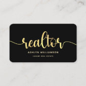 Black Gold Realtor Foto QR Code Broker Agent Bold Visitenkarte (Vorderseite)