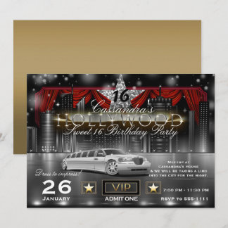 Black Gold Red City Lights Limywood Party Einladung