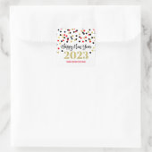 Black Gold Red Confetti Frohes Neues Jahr 2023 Quadratischer Aufkleber (Tasche)