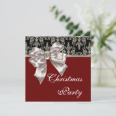 Black Gold Red Damask Weihnachts-Party Einladung (Stehend Vorderseite)