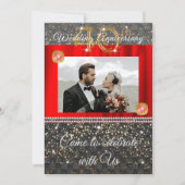 Black Gold & Red Diamond 40. Hochzeitstag Einladung (Vorderseite)