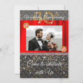 Black Gold & Red Diamond 40. Hochzeitstag Einladung