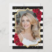 Black Gold Red Foto Überraschung 50. Geburtstag Einladung (Rückseite)