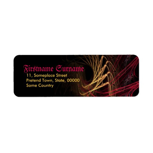 Black Gold Red Fraktal Art Return Address Label (Vorne)