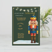 Black Gold Red Nutcracker Weihnachts-Party Einladung (Stehend Vorderseite)
