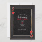 Black Gold & Red Queen of Hearts Elegante Hochzeit Einladung (Vorderseite)