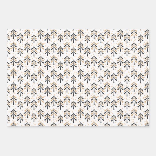 Black Gold Red Snowmen Weihnachtsbaumen Urlaub Geschenkpapier Set (Vorderseite 2)