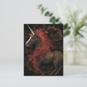 Black Gold Red Unicorn Postkarte (Stehend Vorderseite)