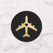 Black Gold Reisethema Romantisches Herz Konfetti (Klein Vorderseite)