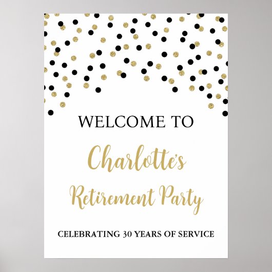 Black Gold Rentirement Party Custom 18x24 Poster (Vorne)