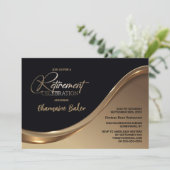 Black Gold Rentirement Party Einladung (Stehend Vorderseite)