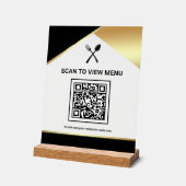 Black Gold Restaurant Digitaler QR-Code-Menü Acrylschild (Winkel)