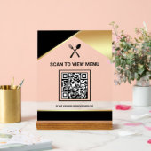 Black Gold Restaurant Digitaler QR-Code-Menü Acrylschild (Hochzeit)