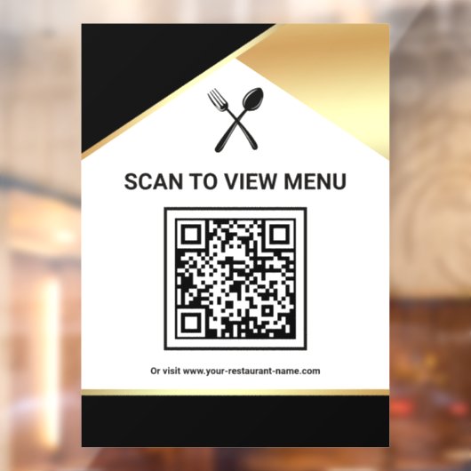 Black Gold Restaurant Digitales QR-Code-Menü Fensteraufkleber (Blatt 2)