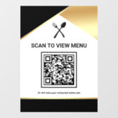 Black Gold Restaurant Digitales QR-Code-Menü Fensteraufkleber (Blatt)