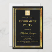 Black gold retirement party business logo einladung (Vorderseite)