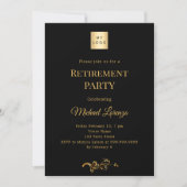 Black gold retirement party business logo einladung (Vorderseite)