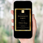 Black gold retirement party business logo einladung