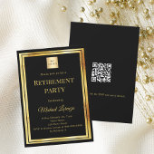 Black gold retirement party QR code business logo Einladung