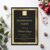 Black gold retirement party QR code business logo Einladung