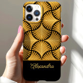 Black Gold Retro 1920er Gatsby Palms Script Name Case-Mate iPhone Hülle